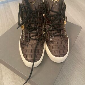 Luxury Brown High-Top Sneakers